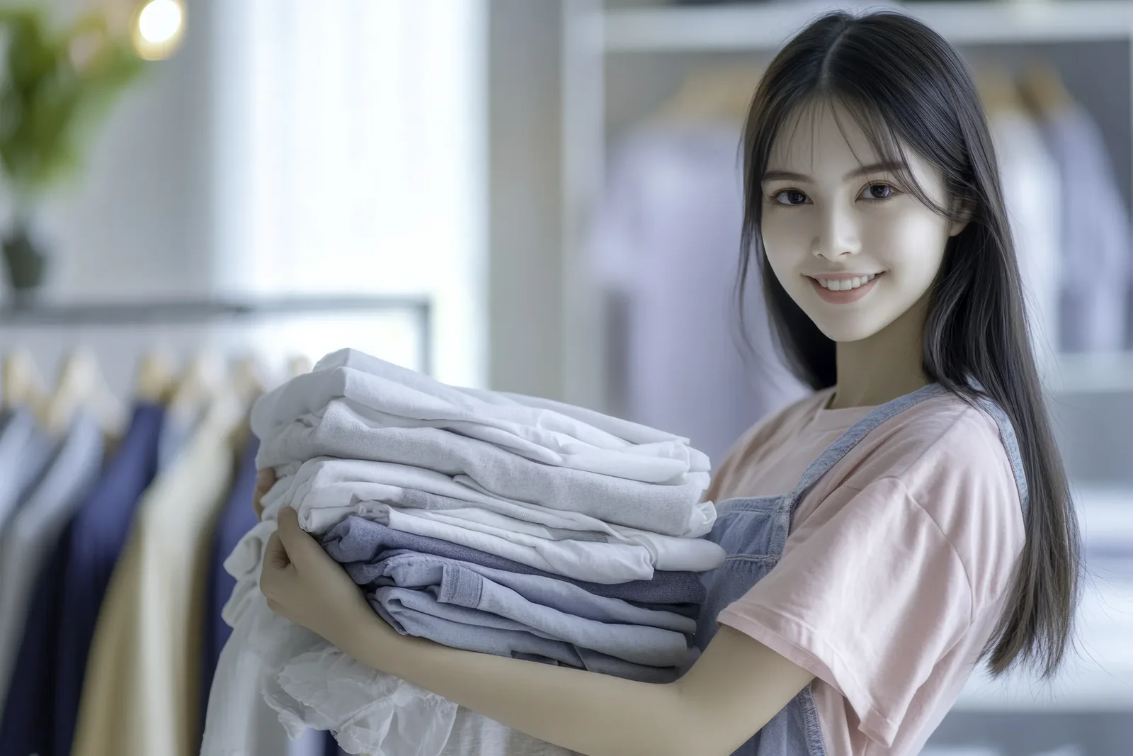 Laundry folded flat and ready to pack