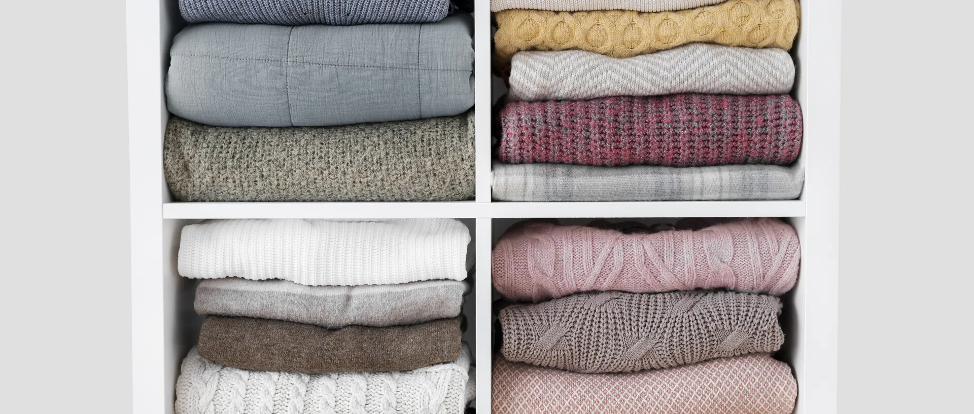 Folded laundry in soft, close-up texture